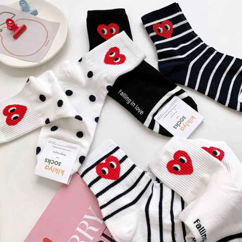 Black White Striped Polka Dot Solid Color Sock Love Casual Women's Socks Four Korean Seasons Permeable Breathable Cute Socks
Black White Striped Polka Dot Solid Color Sock Love Casual Women's Socks Four Korean Seasons Permeable Breathable Cute Socks