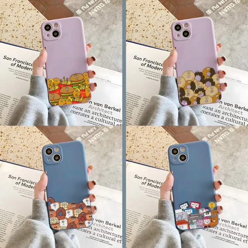 

Cartoon Anime Food Phone Case Gray And Purple For Apple IPhone 12Pro 13 11 Pro Max Mini Xs X Xr 7 8 6 6s Plus Se 2020 Cover