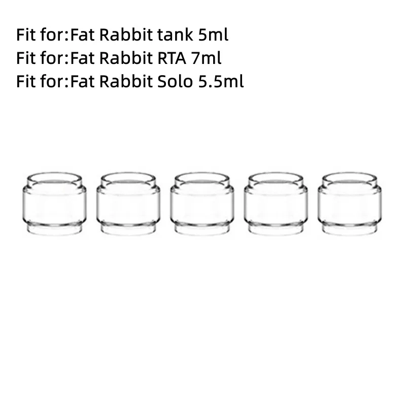 

5pcs YUHETEC Clear Replacement Bubble Glass Tube for Fat Rabbit Tank 5ml/ Fat Rabbit RTA 7ml / FAT Rabbit Solo