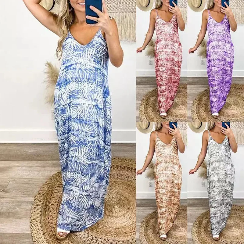Tie Dye Women Casual Long Dresses 2023 Summer Long Dress Women's Tie-dye Print U-neck Sling Loose Dress Women
Tie Dye Women Casual Long Dresses 2023 Summer Long Dress Women's Tie-dye Print U-neck Sling Loose Dress Women