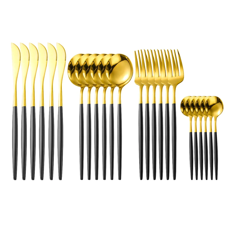 24 Piece Luxury Golden Covered Stainless Steel Full Cutlery Tableware Sets Dinner Sets Dining Room Fork Spoon Knife Utensil Sets
24 Piece Luxury Golden Covered Stainless Steel Full Cutlery Tableware Sets Dinner Sets Dining Room Fork Spoon Knife Utensil Sets