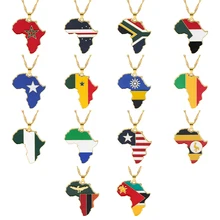 Hip-hop Africa Map Necklace Nigeria Congo Somalia National Flag Color Matching Metal Enamel Pendant Jewelry Accessories Gift