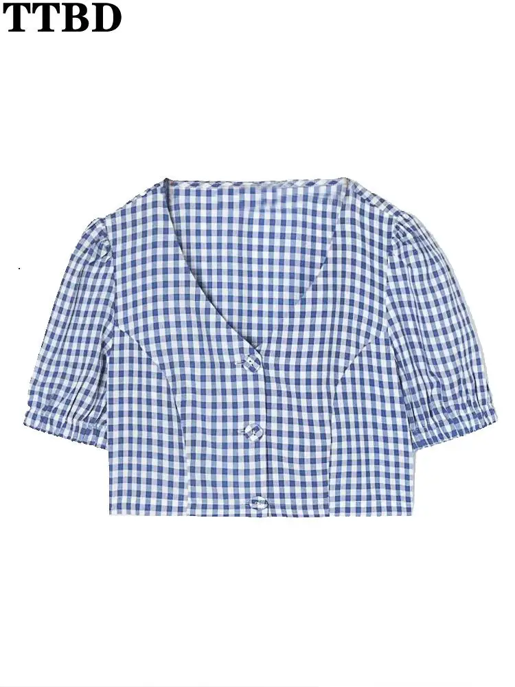 TTBD women shirt 2022 fashion small fresh plaid shirt crop blouses vintage v-neck puff sleeve female shirts blusas chic tops
TTBD women shirt 2022 fashion small fresh plaid shirt crop blouses vintage v-neck puff sleeve female shirts blusas chic tops