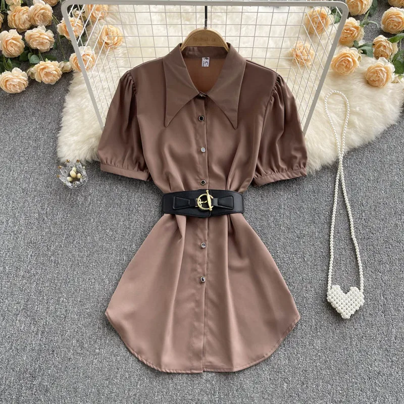 2022 summer Summer new doll collar retro bubble short sleeve shirt women's design versatile top fashion blouses femme
2022 summer Summer new doll collar retro bubble short sleeve shirt women's design versatile top fashion blouses femme