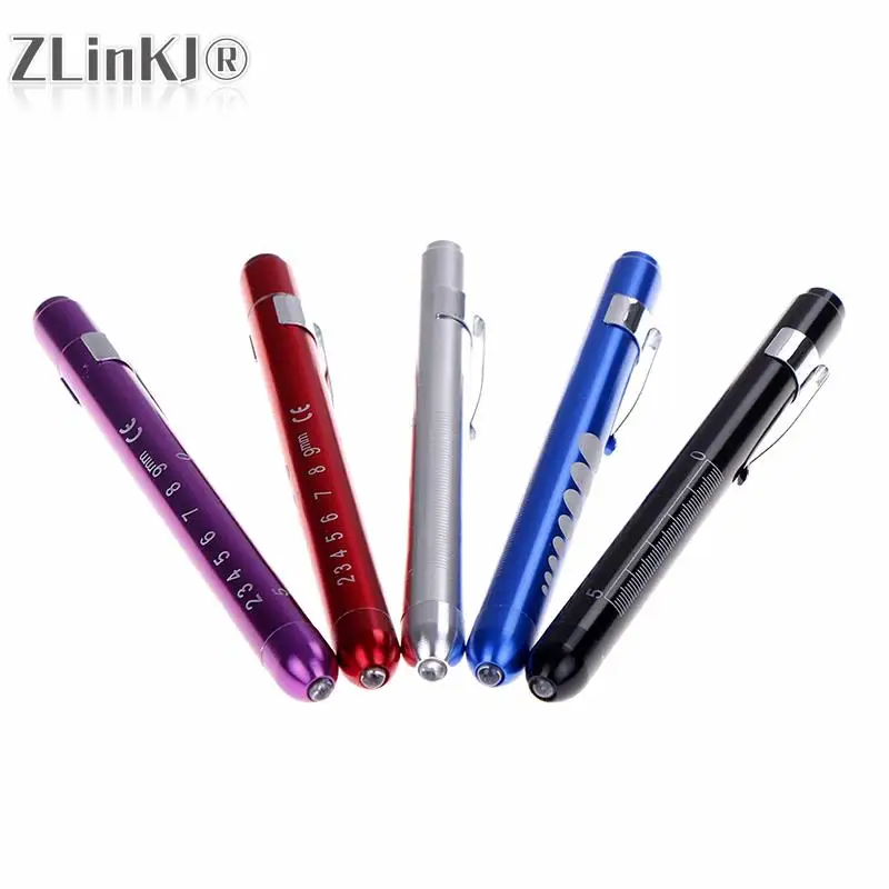 

1PCS Reusable LED Medical Penlight Flashlight With Pupil Gauge Pocket Clip Pen Light Torch Mini Lamp For Nurses Doctors Reading