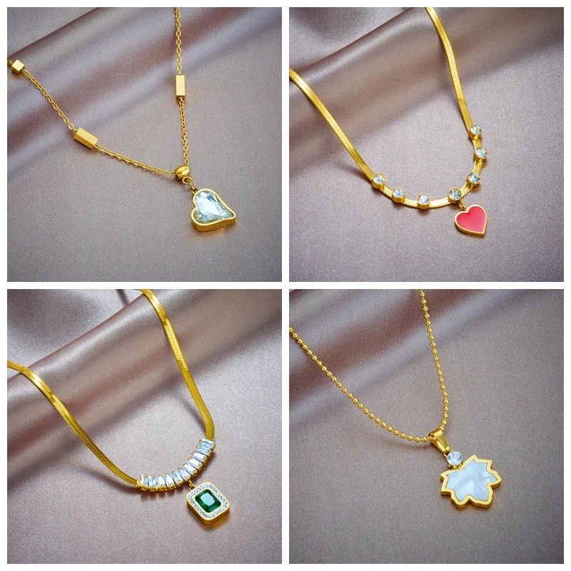 LAMENGLY 316L Stainless Steel Eye Heart Leaf Pendant Necklace For Women Girl New Clavicle Chain Waterproof Jewelry Gift Party
LAMENGLY 316L Stainless Steel Eye Heart Leaf Pendant Necklace For Women Girl New Clavicle Chain Waterproof Jewelry Gift Party