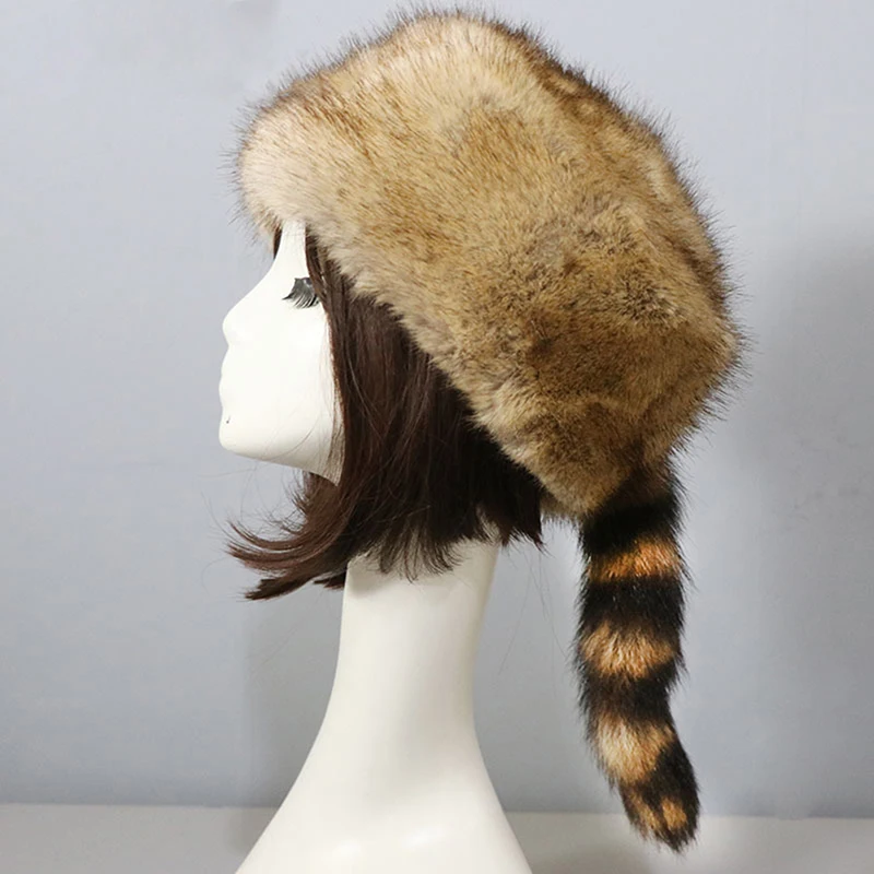 

Fashion Windproof Faux Fur Cossack Style Russian Women Winter Ski Earflap Hat Warm Soft Fluffy Fur Female Cap
