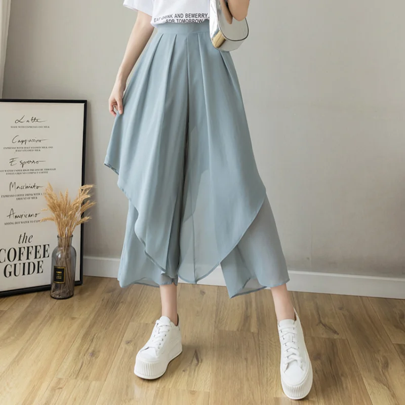 Women Casual Solid Elastic High Waist Pleated Pants 2021 Fashion Asymmetrical Chiffon Wide Leg Pant Summer Loose Skirt Trousers
Women Casual Solid Elastic High Waist Pleated Pants 2021 Fashion Asymmetrical Chiffon Wide Leg Pant Summer Loose Skirt Trousers