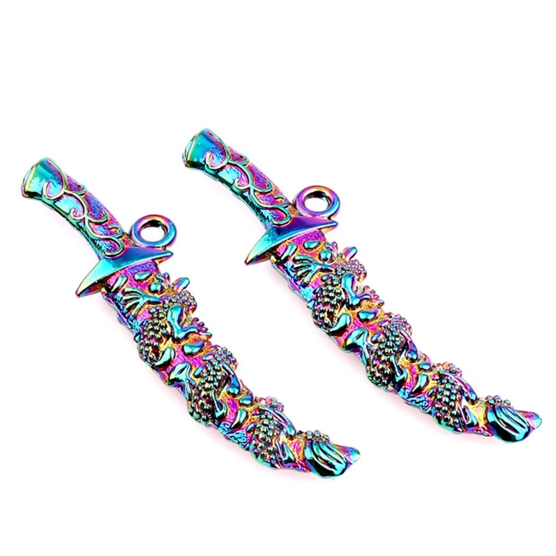 4pcs/Lot Rainbow Color Dagger Poniard Knife Sword Tangled Pattern Chinese Dragon Charms Alloy Pendant For Keychain Making Parts
4pcs/Lot Rainbow Color Dagger Poniard Knife Sword Tangled Pattern Chinese Dragon Charms Alloy Pendant For Keychain Making Parts