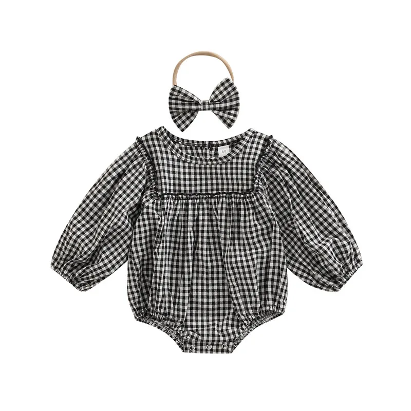 2 Pcs Newborn Baby Girl’s Long Sleeve Romper with Headband 0-18 Month Fashion Plaid Printed Round Neck Stitching Bodysuits Fall
2 Pcs Newborn Baby Girl’s Long Sleeve Romper with Headband 0-18 Month Fashion Plaid Printed Round Neck Stitching Bodysuits Fall