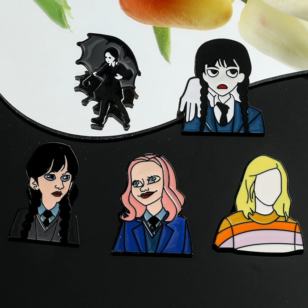 Horror Movie Wednesday Addams Metal Enamel Brooch Cartoon Enid Sinclair Lapel Pin for Women Jewelry Backpack Ornament Toy Gifts
Horror Movie Wednesday Addams Metal Enamel Brooch Cartoon Enid Sinclair Lapel Pin for Women Jewelry Backpack Ornament Toy Gifts