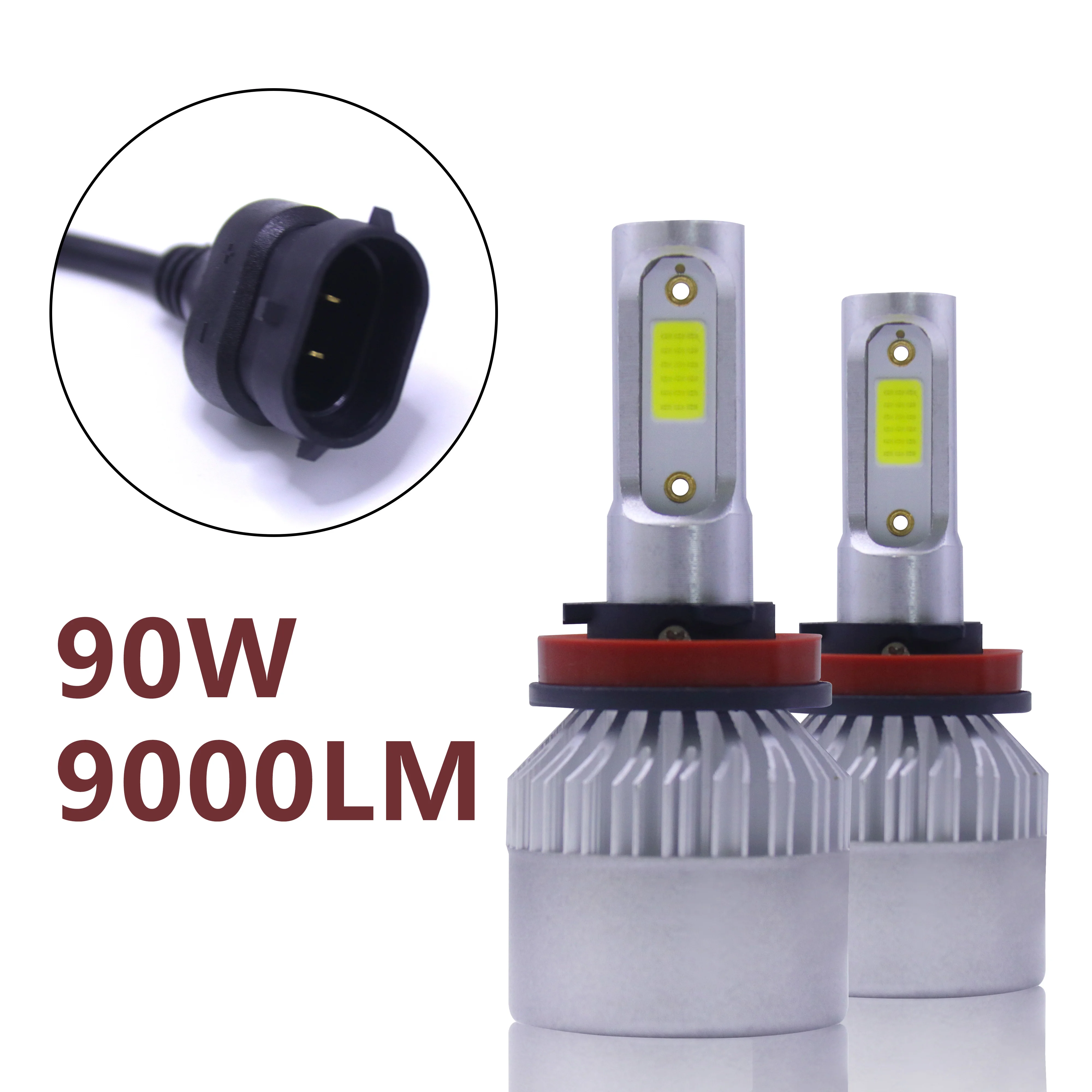 H11 LED Headlight Bulbs 9000 Lumen 90W 6000K-6500K White LED Head Bulbs High and Low Beam 2 Years Lifespan Pack of 2
H11 LED Headlight Bulbs 9000 Lumen 90W 6000K-6500K White LED Head Bulbs High and Low Beam 2 Years Lifespan Pack of 2