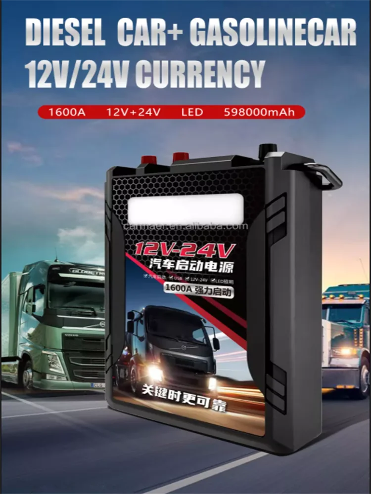 12V 24V 358000mAh High Power Car Jump Starter Power Bank Multi-Function Portable 12V Lithium Battery Car Truck Jump Starter
12V 24V 358000mAh High Power Car Jump Starter Power Bank Multi-Function Portable 12V Lithium Battery Car Truck Jump Starter