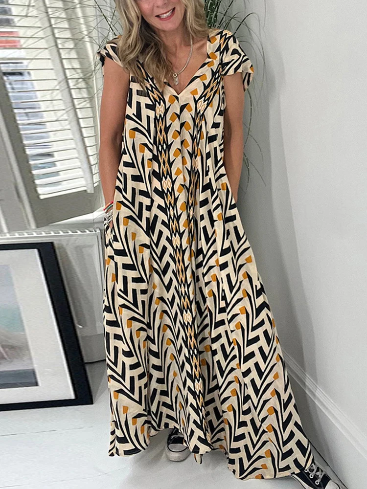 V-Neck Fashion Loungewear Party Dress 2023 Women Summer Short Butterfly Sleeve Printing Loose Fit Beach Style Ladies Maxi Dress
V-Neck Fashion Loungewear Party Dress 2023 Women Summer Short Butterfly Sleeve Printing Loose Fit Beach Style Ladies Maxi Dress