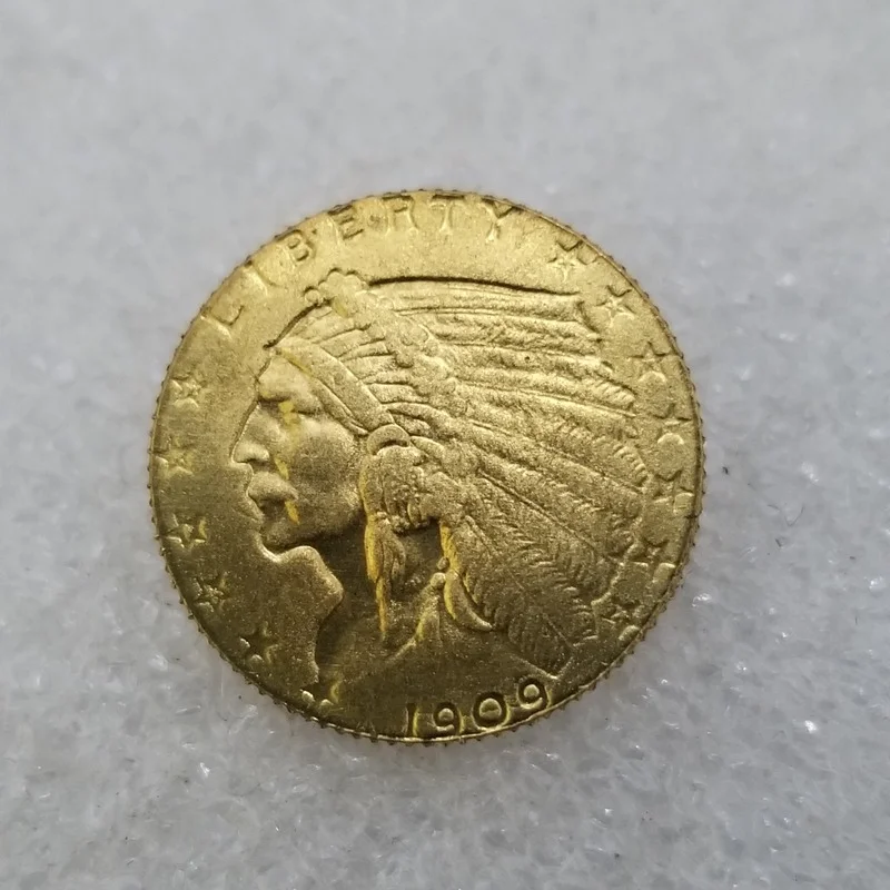 American 1909 2.5 Dollars Brass Gold-plated Commemorative Collectible Coin Gift Lucky Challenge Coin
American 1909 2.5 Dollars Brass Gold-plated Commemorative Collectible Coin Gift Lucky Challenge Coin