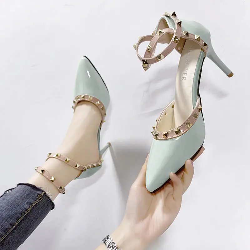 Women Classic Pumps Women Sandals Metal Studs Rivets Strappy High Heels Gladiator Sandals Buckle Ankle Strap Stilettos 2023 New 
Women Classic Pumps Women Sandals Metal Studs Rivets Strappy High Heels Gladiator Sandals Buckle Ankle Strap Stilettos 2023 New