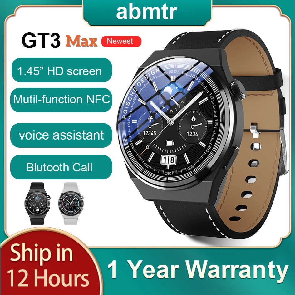 

2023 NEW GT3 MAX Round SmartWatch 1.45" High-definition color screen Poische Design NFC Men Smart watch pk Huawei Watch 3 Pro