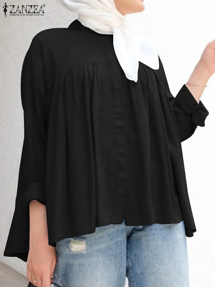 ZANZEA Spring Long Sleeve Muslim Blouse Women Casual Solid Pleated Shirt Dubai Turkey Abaya Hijab Blusas Oversize Tunic Tops
ZANZEA Spring Long Sleeve Muslim Blouse Women Casual Solid Pleated Shirt Dubai Turkey Abaya Hijab Blusas Oversize Tunic Tops