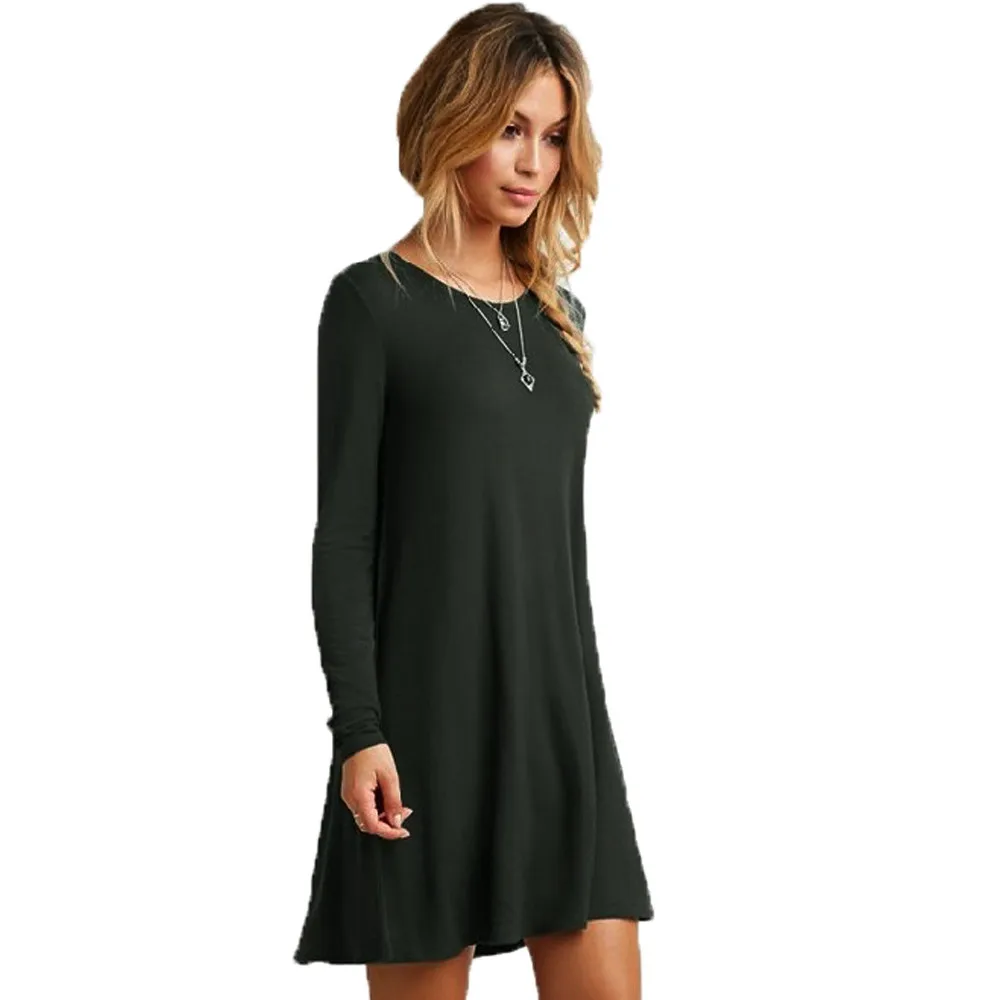Loose Dress Women Sleeve Casual Long Ruffles Mini O-neck Women's Dress Women's Dress For New Year
Loose Dress Women Sleeve Casual Long Ruffles Mini O-neck Women's Dress Women's Dress For New Year