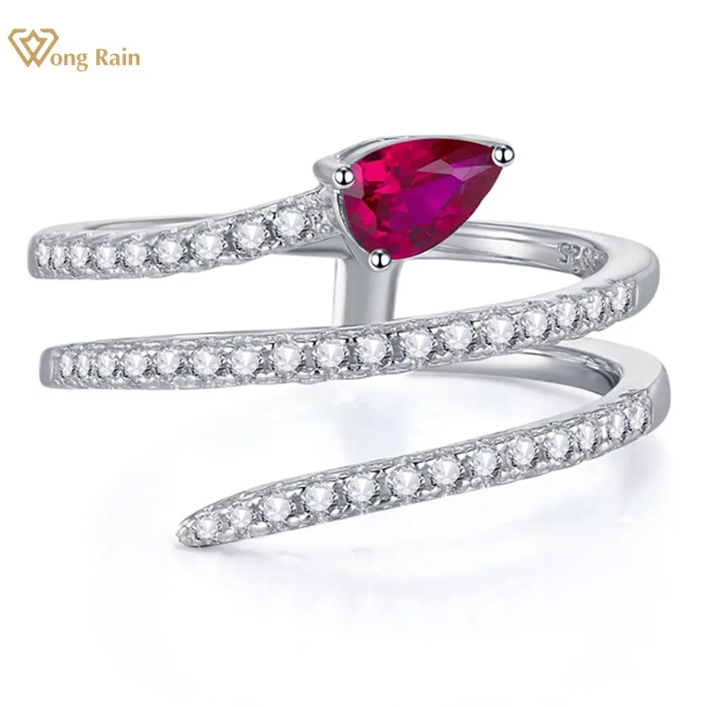 Wong Rain 100% 925 Sterling Silver Pear Cut Ruby High Carbon Diamonds Fine Jewelry Gift Serpentine Ring for Women Drop Shipping
Wong Rain 100% 925 Sterling Silver Pear Cut Ruby High Carbon Diamonds Fine Jewelry Gift Serpentine Ring for Women Drop Shipping