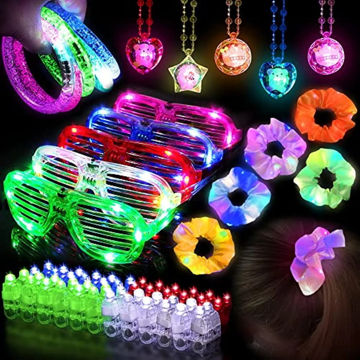 

Up Necklace Dark Wedding In Glow Party The Supplies Finger Glasses Light Glowing Birthday Glow 68pcs Light Neon Bracelets Party