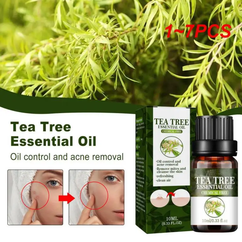 

1~7PCS Tea Tree Facial Essential Oil 10ml Organic Serum Moisturize Brighten Hydrate Skin Anti-Acne Anti- Age Therapeutic Grade