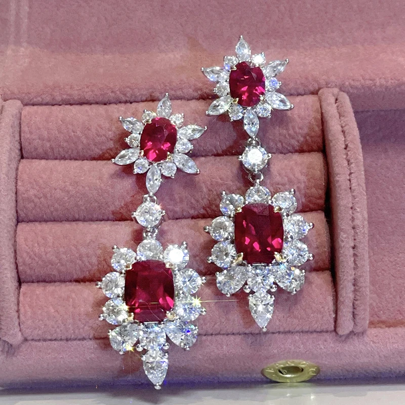 Uilz New Temperament Red Square Flash Crystal Earrings for Bridal Flower Inlaid Zircon Long Earrings Female Ear Jewelry 
Uilz New Temperament Red Square Flash Crystal Earrings for Bridal Flower Inlaid Zircon Long Earrings Female Ear Jewelry