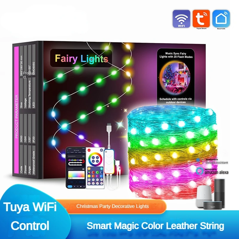 USB Беспроводная светодиодная RGB-гирлянда, 5 В, управление через приложение, IP65, сказочные огни для рождественской елки, новогодние и свадебные украшения, лампа 
USB Беспроводная светодиодная RGB-гирлянда, 5 В, управление через приложение, IP65, сказочные огни для рождественской елки, новогодние и свадебные украшения, лампа