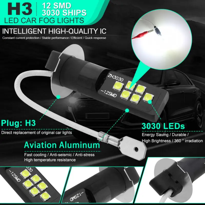 Светодиодные противотуманные фары H3 2 шт., лампы DRL для дальнего света SMD 6000K, белые Автомобильные противотуманные фары, высокая яркость, ламп...
Светодиодные противотуманные фары H3 2 шт., лампы DRL для дальнего света SMD 6000K, белые Автомобильные противотуманные фары, высокая яркость, ламп...