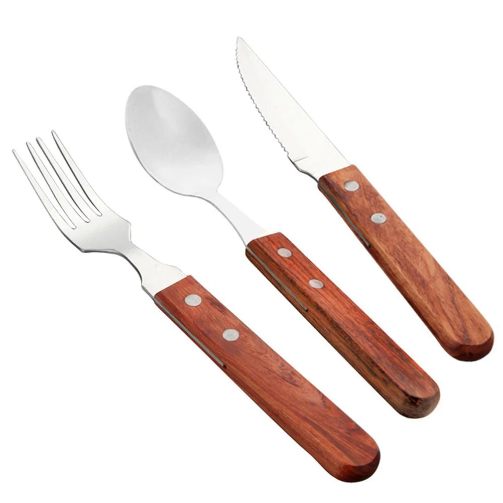 3pcs Kitchen Utensils Stainless Steel Tableware Set Including Knife, Fork, Spoon (Wooden Handle)
3pcs Kitchen Utensils Stainless Steel Tableware Set Including Knife, Fork, Spoon (Wooden Handle)