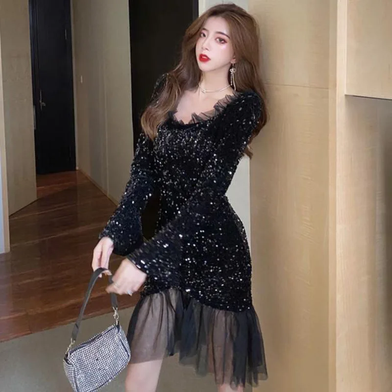 2022 Sexy Bodycon Long Sleeve Party Slim Dress Sequin Evening Midi Dress Women Tunic Frocks Dresses For Clothing Female Elegant
2022 Sexy Bodycon Long Sleeve Party Slim Dress Sequin Evening Midi Dress Women Tunic Frocks Dresses For Clothing Female Elegant