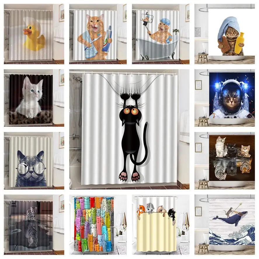 Funny Bathroom Curtains With Hooks Waterproof Decor Cute Cat Dinosaur Bathroom Polyester Shower Curtain cortina de la ducha
Funny Bathroom Curtains With Hooks Waterproof Decor Cute Cat Dinosaur Bathroom Polyester Shower Curtain cortina de la ducha