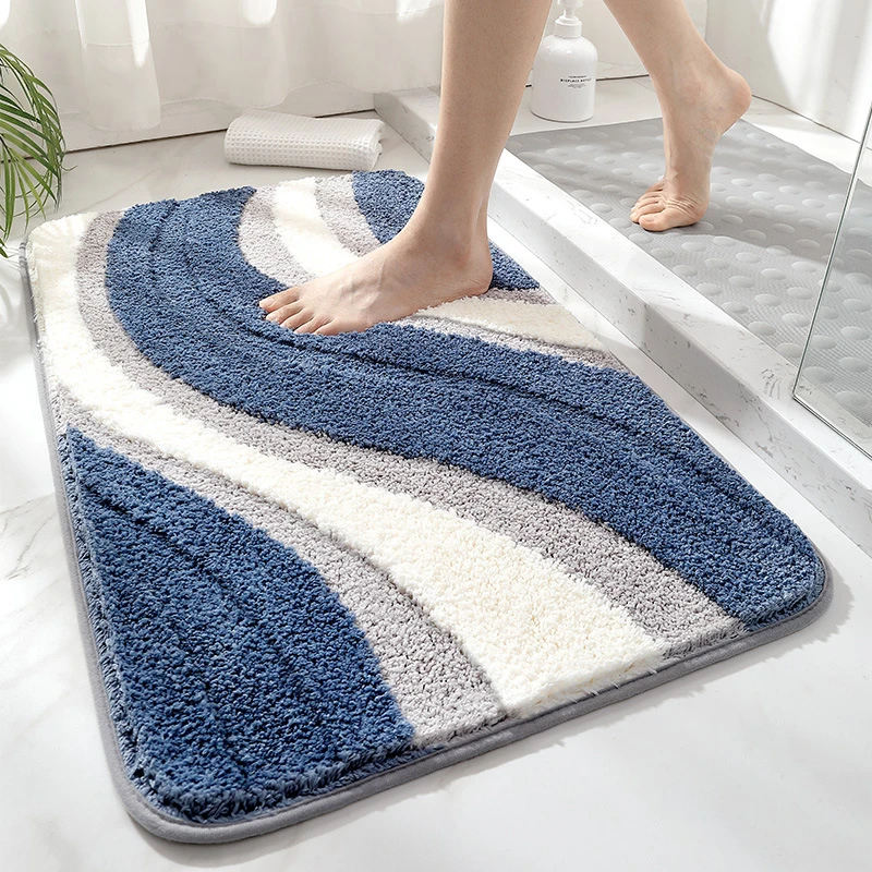 Simple Thicken Large Capacity Absorbent Water Bathroom Mat Flocked Quick-drying Anti-slip Bath Rug Soft Bathtub Side Carpet Mats 
Simple Thicken Large Capacity Absorbent Water Bathroom Mat Flocked Quick-drying Anti-slip Bath Rug Soft Bathtub Side Carpet Mats