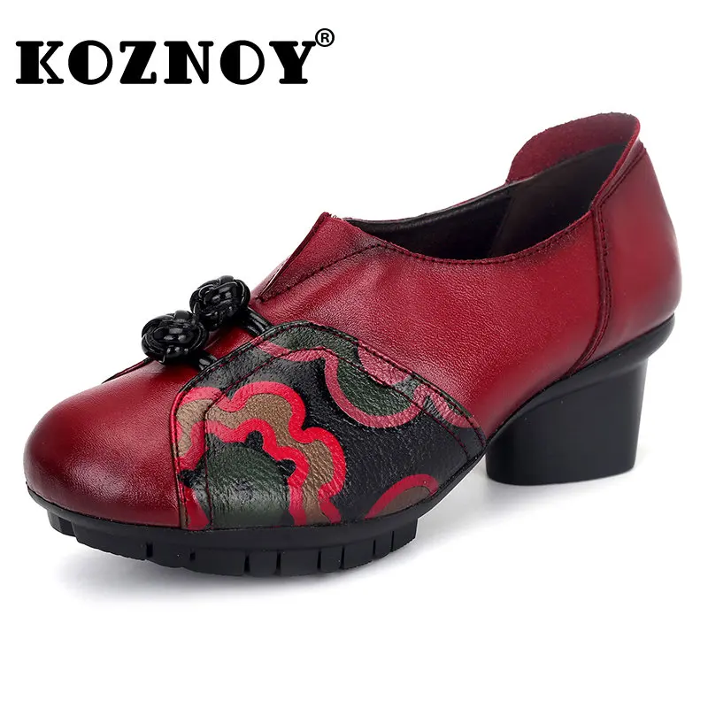Koznoy 5CM Natural Genuine Leather Chunky Heels Pumps Women Shoes Print Sandals Retro Females Slip on Summer Ladies Round Toe
Koznoy 5CM Natural Genuine Leather Chunky Heels Pumps Women Shoes Print Sandals Retro Females Slip on Summer Ladies Round Toe