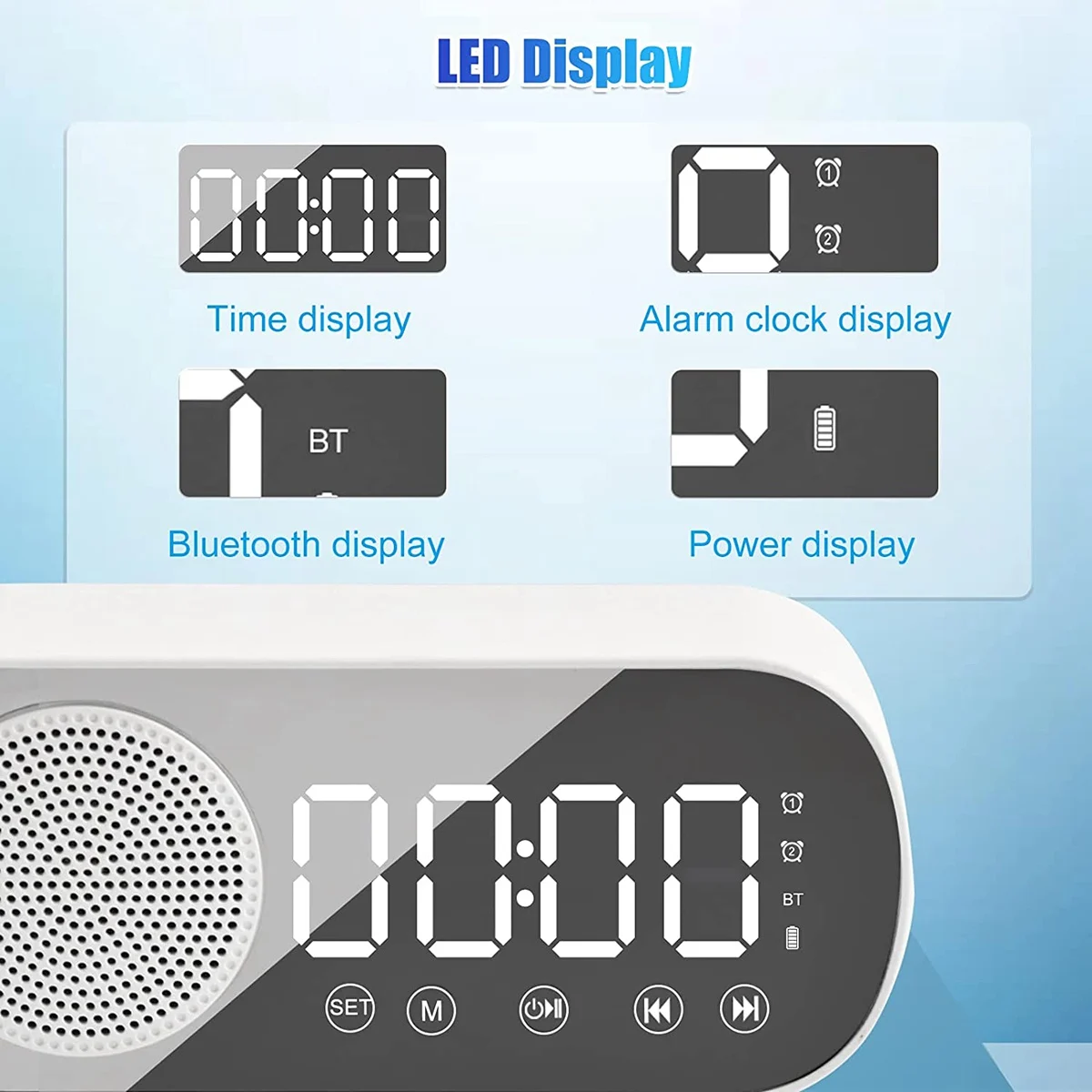 LED Digital Alarm Clock with FM Radio and Bluetooth Speaker, 3 Levels Brightness Diming Mode,Snooze Clocks for Decor
LED Digital Alarm Clock with FM Radio and Bluetooth Speaker, 3 Levels Brightness Diming Mode,Snooze Clocks for Decor