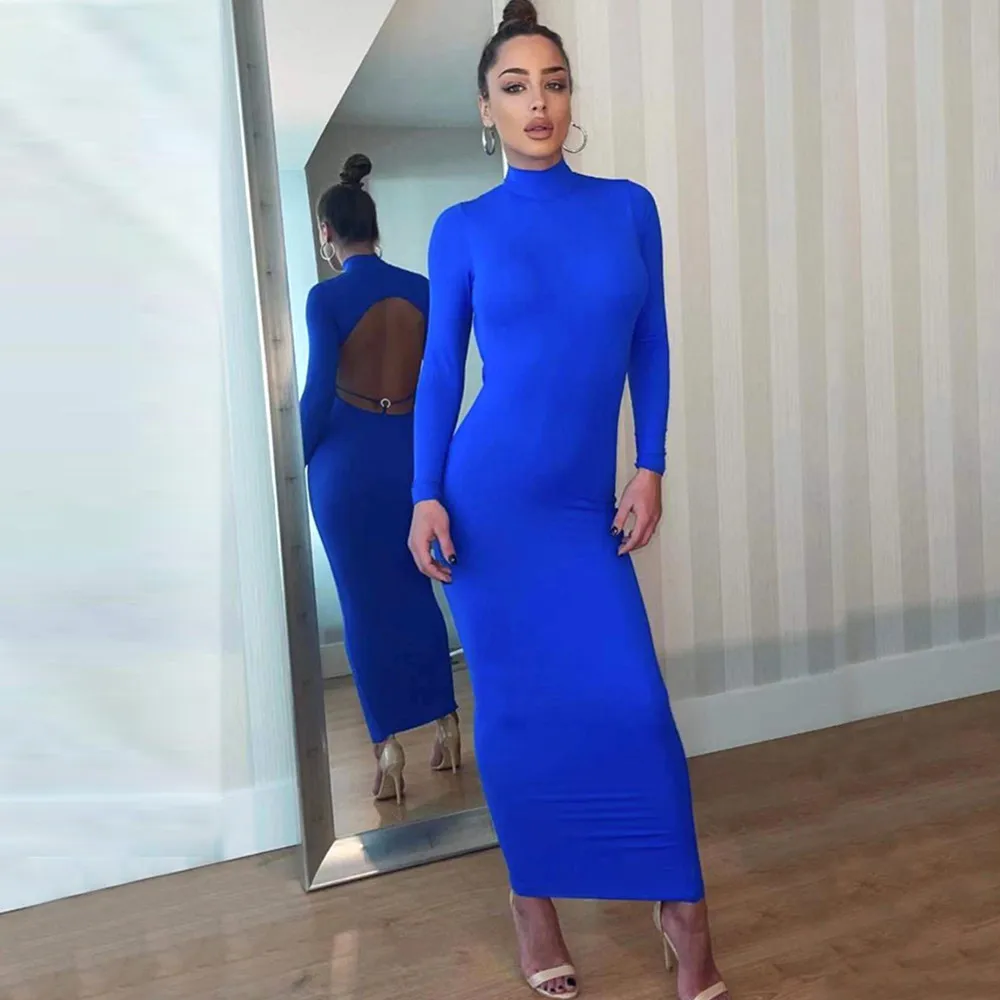 2022 New Blue Color Ladies Long Sleeve Sexy Backless Bandage Bodycon Mid-calf Dress Fashion Nightclub Party Celebrate Dress
2022 New Blue Color Ladies Long Sleeve Sexy Backless Bandage Bodycon Mid-calf Dress Fashion Nightclub Party Celebrate Dress
