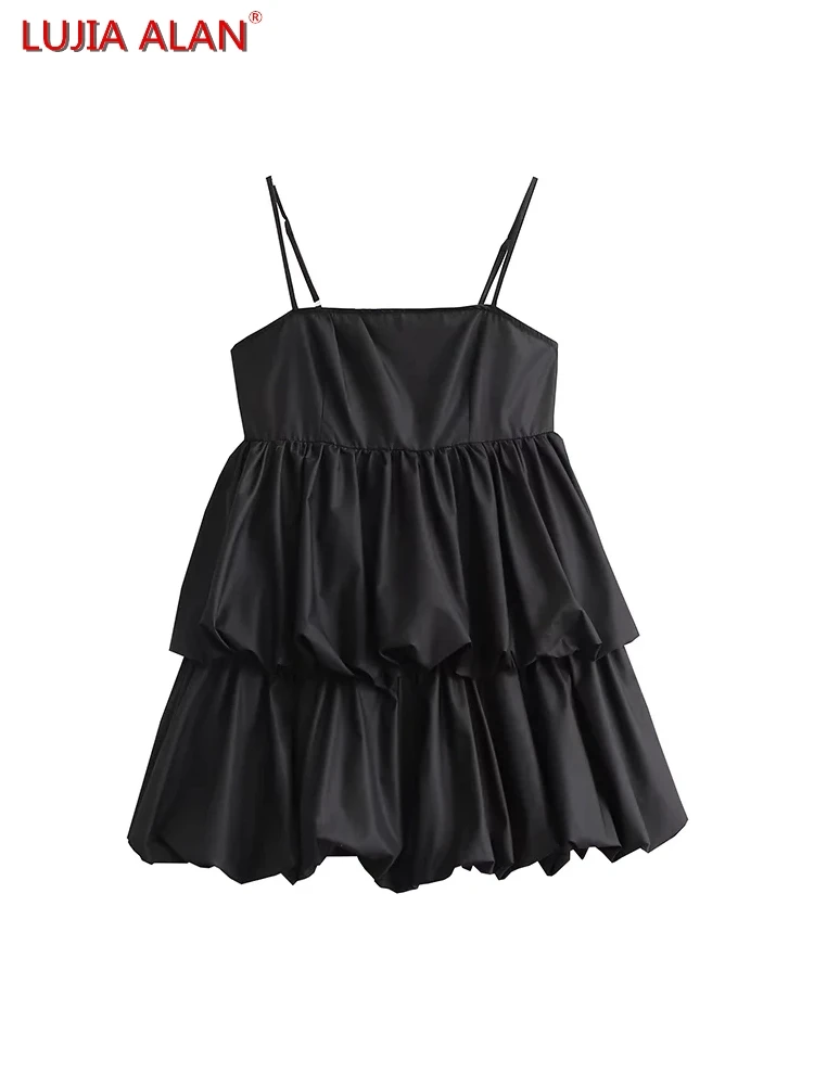 Women Black Ball Gown Sling Dress Summer Female Sleeveless Mini Vestidos LUJIA ALAN D9789
Women Black Ball Gown Sling Dress Summer Female Sleeveless Mini Vestidos LUJIA ALAN D9789