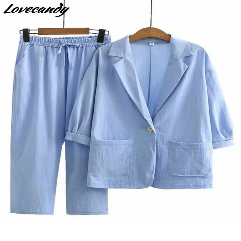 Casual Linen Sets For Women Cotton Linen Suit Top Pants Two-piece Female Suits 2022 Autumn Blazers And Trousers Lady Outfits
Casual Linen Sets For Women Cotton Linen Suit Top Pants Two-piece Female Suits 2022 Autumn Blazers And Trousers Lady Outfits