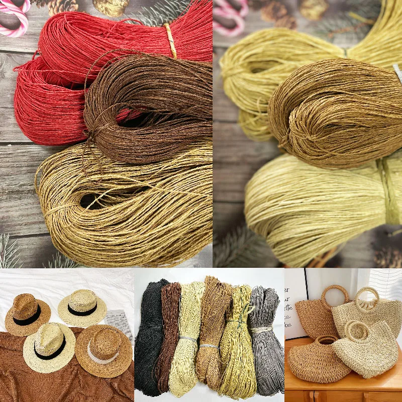 

500g Summer Raffia Yarn Crochet Natural Paper Straw Threads Handcrafts For DIY Knitting Hat Handbag Purse Basket Rattan Material