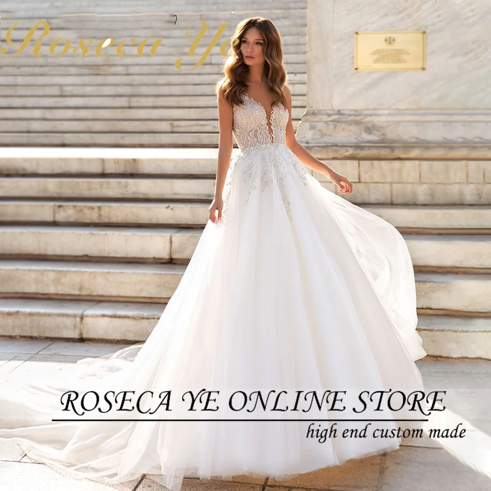 Roseca Ye A-Line Wedding Dresses 2022 Vestido De Noiva Beach Bride Tulle Sexy Backless V-neck Sleeveless Boho Bridal Gown
Roseca Ye A-Line Wedding Dresses 2022 Vestido De Noiva Beach Bride Tulle Sexy Backless V-neck Sleeveless Boho Bridal Gown