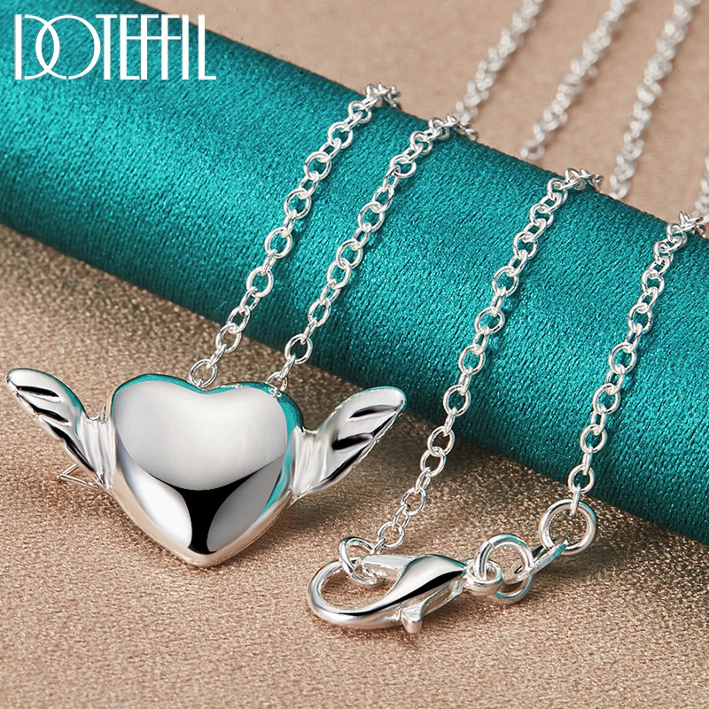 DOTEFFIL 925 Sterling Silver Heart Wing Pendant Necklace 18-30 Inch Snake Chain For Woman Wedding Engagement Party Jewelry Gift
DOTEFFIL 925 Sterling Silver Heart Wing Pendant Necklace 18-30 Inch Snake Chain For Woman Wedding Engagement Party Jewelry Gift