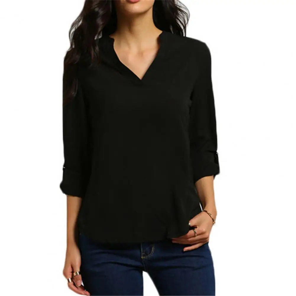 Chic Women T-shirt V Neck Lady Summer Shirt Solid Color Pure Color Summer Blouse Commute
Chic Women T-shirt V Neck Lady Summer Shirt Solid Color Pure Color Summer Blouse Commute