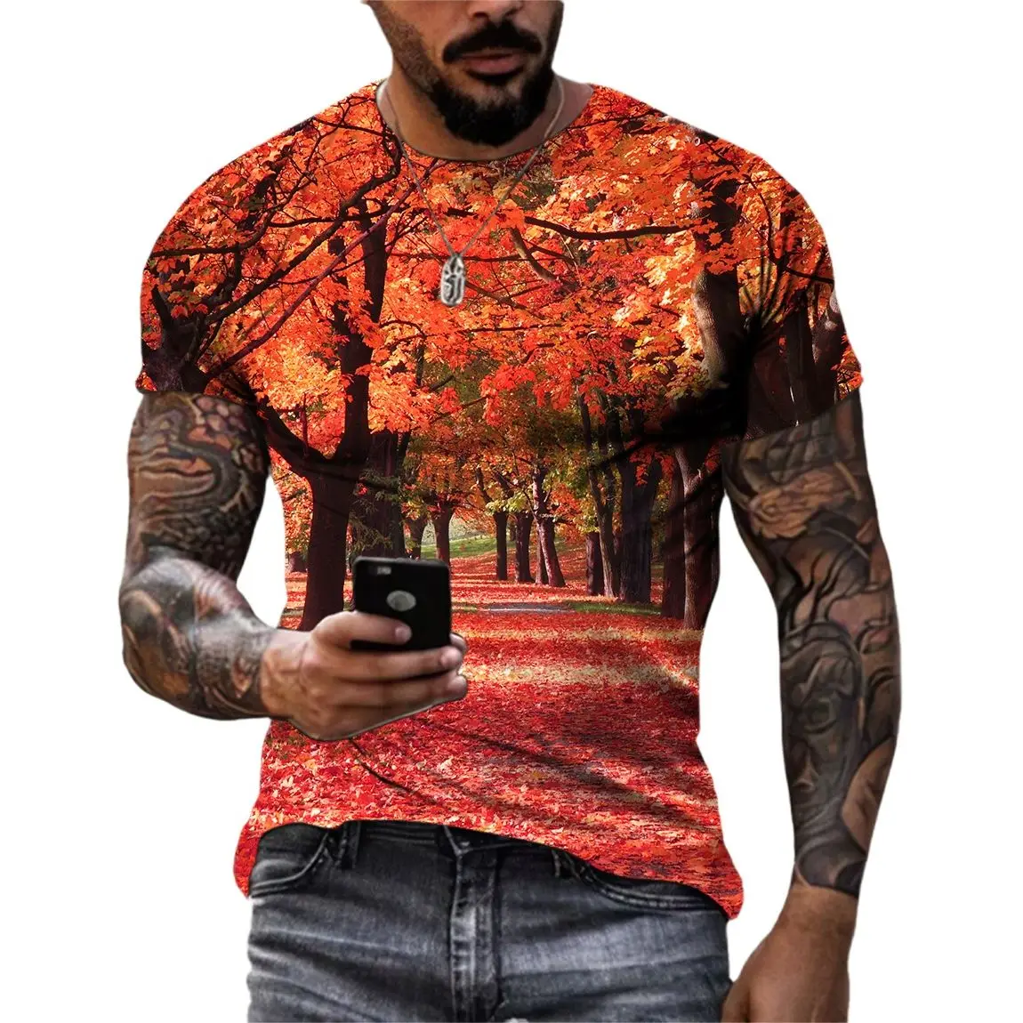New Tide Summer Fashion Red Maple Picture Casual Print Tees Hip Hop Personality Round Neck Short Sleev Tops
New Tide Summer Fashion Red Maple Picture Casual Print Tees Hip Hop Personality Round Neck Short Sleev Tops