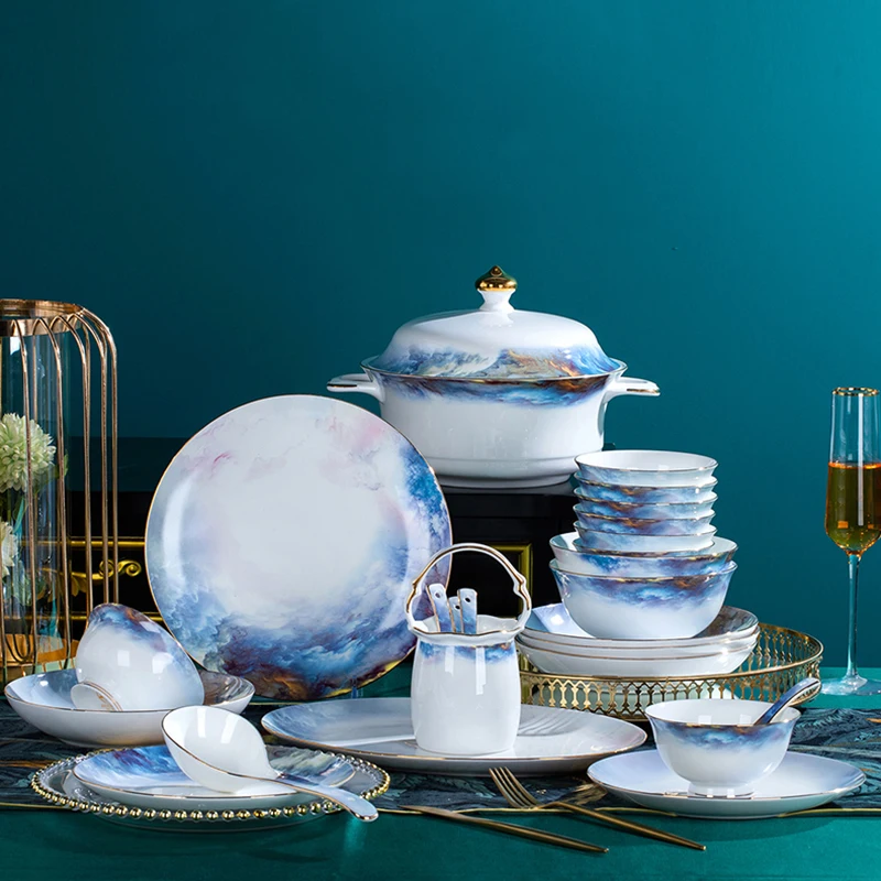 Luxury Bowl And Plate Chinese Microwaveable Ceramic Dinner Plate Decoration Hospitality Ramadan Talerze Obiadowe Kitchen Items
Luxury Bowl And Plate Chinese Microwaveable Ceramic Dinner Plate Decoration Hospitality Ramadan Talerze Obiadowe Kitchen Items
