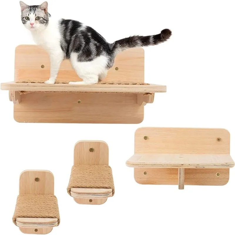 4 Pcs Wall-Mounted Cat Hammock Climbing Steps Set, Cat Shelves Perches with Scratching Mat, Cat Wall Furniture for Indoor Cats
4 Pcs Wall-Mounted Cat Hammock Climbing Steps Set, Cat Shelves Perches with Scratching Mat, Cat Wall Furniture for Indoor Cats