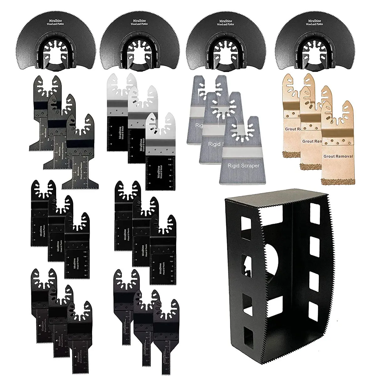 28 pcs Multitool Oscillating Saw Blade+1 pcs unction Box Square Hole Saw for Metal/wood Quick Release Saw Blades Set CRV Blades
28 pcs Multitool Oscillating Saw Blade+1 pcs unction Box Square Hole Saw for Metal/wood Quick Release Saw Blades Set CRV Blades