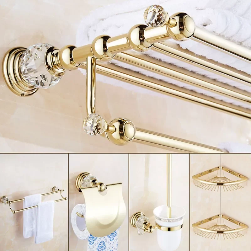 Luxury Crystal Silver Bathroom Accessories Set Gold Polished Brass Bath Hardware Set Wall Mounted Bathroom Products Basket Rack3
Luxury Crystal Silver Bathroom Accessories Set Gold Polished Brass Bath Hardware Set Wall Mounted Bathroom Products Basket Rack3