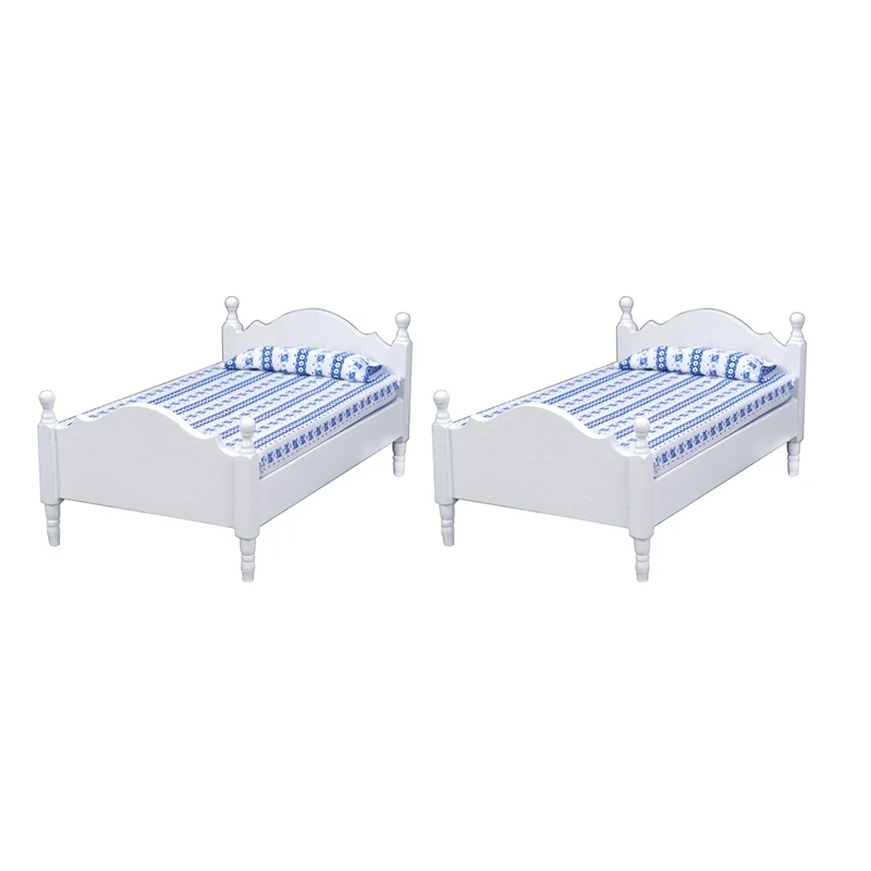 2X 1/12 Scale Dollhouse Wooden Single Bed With Mattress And Pillows For Doll House Bedroom Decorative Accessories
2X 1/12 Scale Dollhouse Wooden Single Bed With Mattress And Pillows For Doll House Bedroom Decorative Accessories