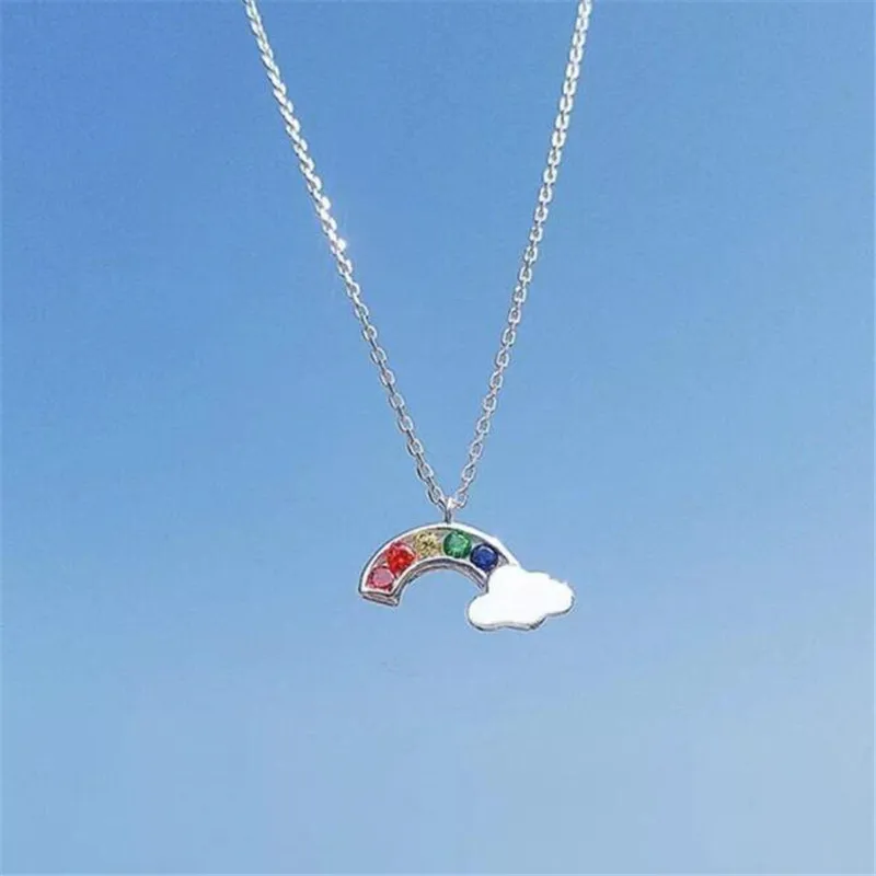 Creative CZ Diamond Colorful Rainbow 925 Sterling Silver Chain Pendant Necklaces For Women Fine Jewelry Accessories N139
Creative CZ Diamond Colorful Rainbow 925 Sterling Silver Chain Pendant Necklaces For Women Fine Jewelry Accessories N139