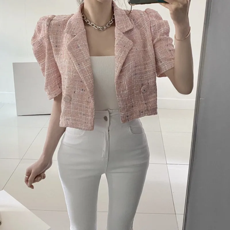 Женский твидовый короткий кардиган, модельный корейский шикарный Короткий Повседневный пиджак, верхняя одежда на лето
Женский твидовый короткий кардиган, модельный корейский шикарный Короткий Повседневный пиджак, верхняя одежда на лето